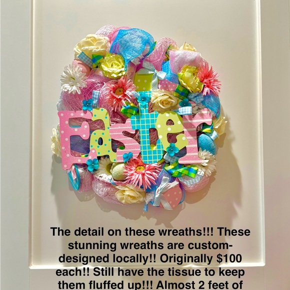 Easter wreath custom designed pink decor new bundle ceramic nesting bowls wooden - Picture 3 of 7